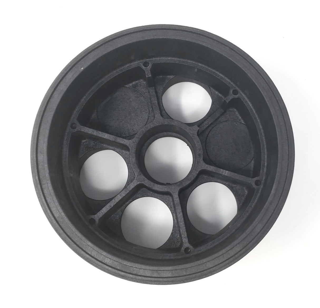 Paramount 4-Port 1.Top View - 5" Water Valve Base (Black) - ePoolSupply