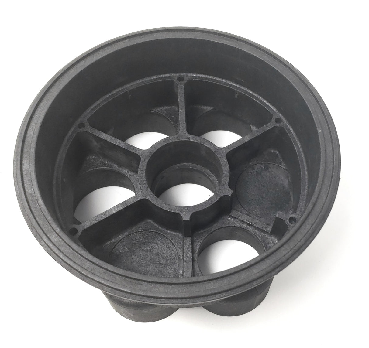 Angled Top View - Paramount 4-Port 1.5" Water Valve Base (Black) - ePoolSupply