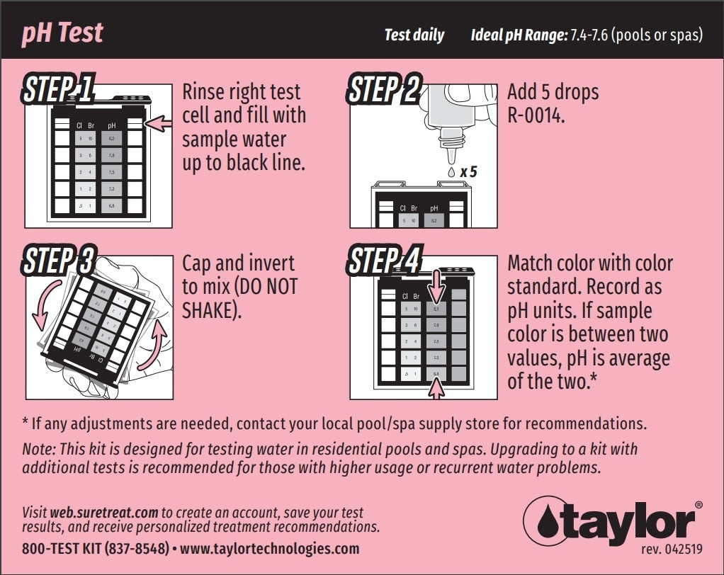 Taylor Technologies Safety Test Kit for Chlorine/Bromine, pH (DPD) - ePoolSupply
