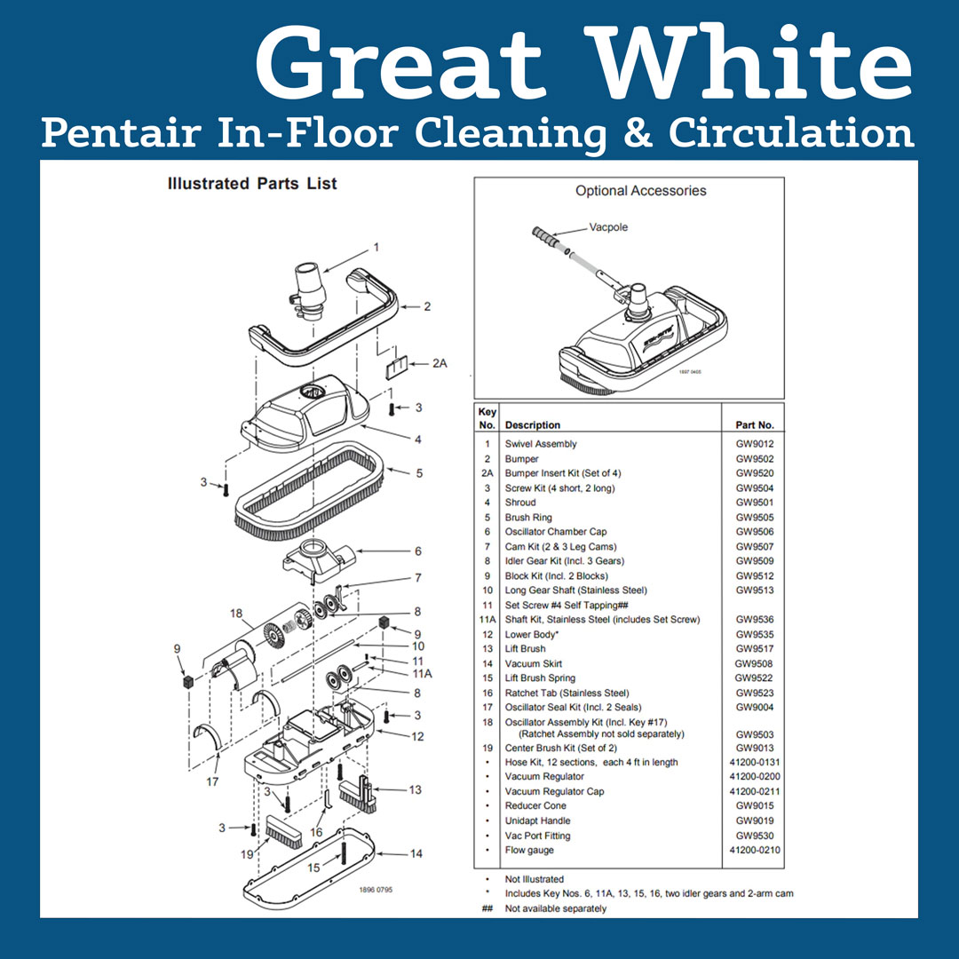 Pentair Kreepy Krauly Great White Pool Cleaner Parts Diagram