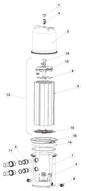 Parts List for Parts List: Pentair FullFloXF FV72 Grid Style DE Filter