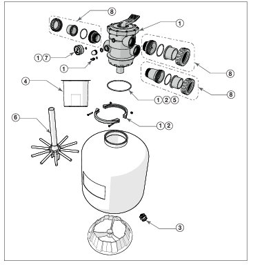 Jandy 24" SFTM Top Mount Sand Filter with 2" Valve Parts and Accessories