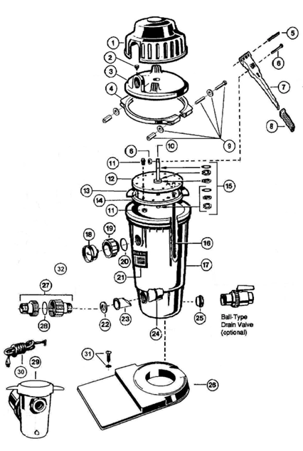 Parts List for Parts List: Hayward 25 Sq. Ft. Perflex Modular D.E. Filter (EC50AC Series)