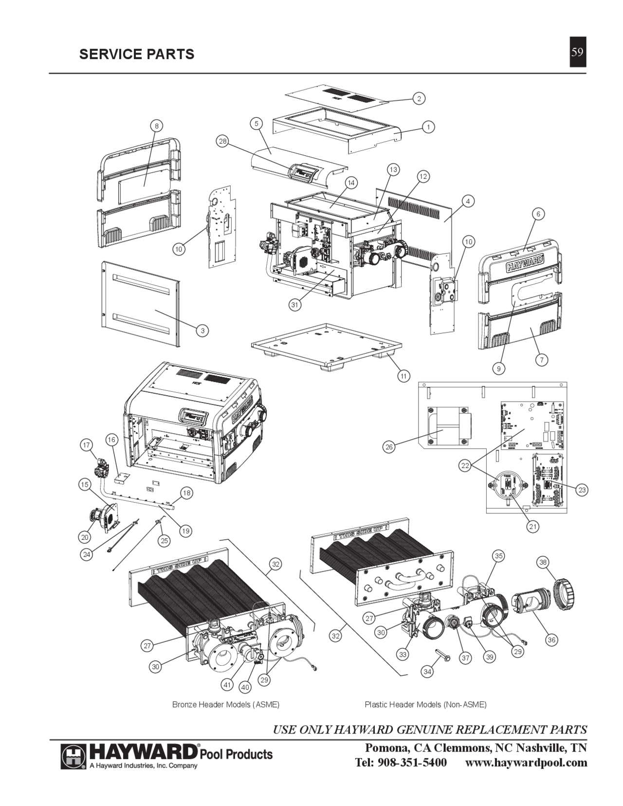 Parts List for Parts List: Hayward Universal H-Series Low Nox 150K BTU Heater (Natural Gas)