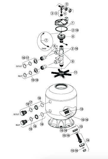 Jandy 24" JS Side Mount Sand Filter Parts and Accessories