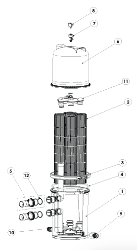 Pentair FullFloXF Q120 High-Efficiency Cartridge Style D.E. Filter Parts and Accessories