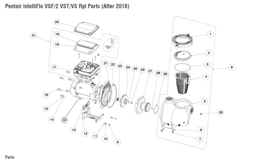 Parts List: Pentair IntelliFlo VSF/2 VST/VS - After 2018