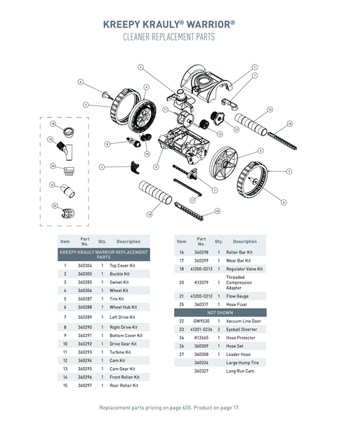 Kreepy Krauly Warrior Parts and Accessories