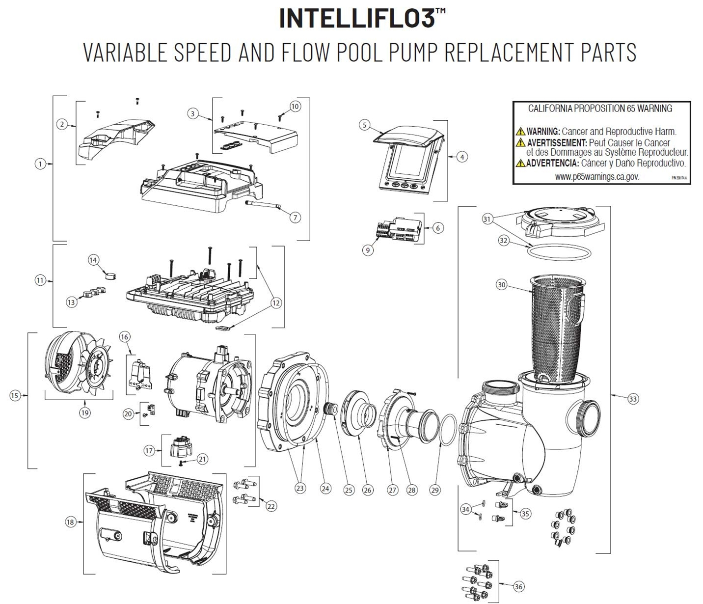 Parts List for Parts List: IntelliFlo 3 3hp