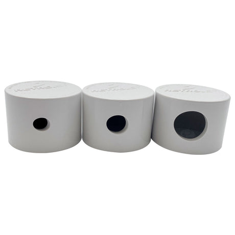 White Paramount Caretaker 99 Bayonet RetroJet cleaning heads shown in three sizes