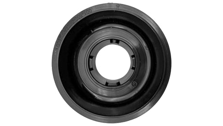 Black ribbed in-floor cleaning head body with center opening and cap mount