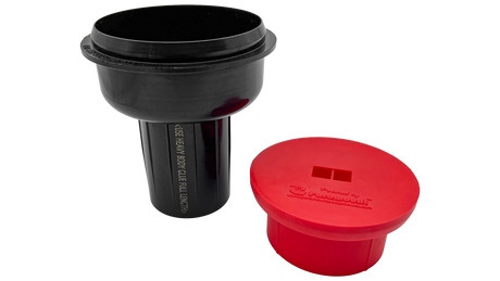Black Paramount PCC2000 in-floor cleaning head with red cap