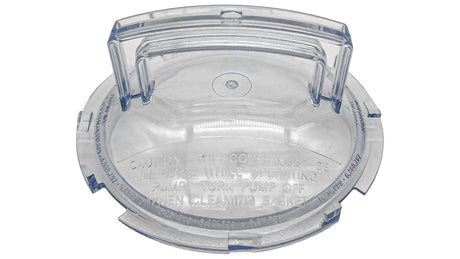 Clear plastic canister lid with handle and locking tabs