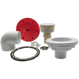Vanish single head kit in white with fitting components, adapter, gasket, screws, and cover plate