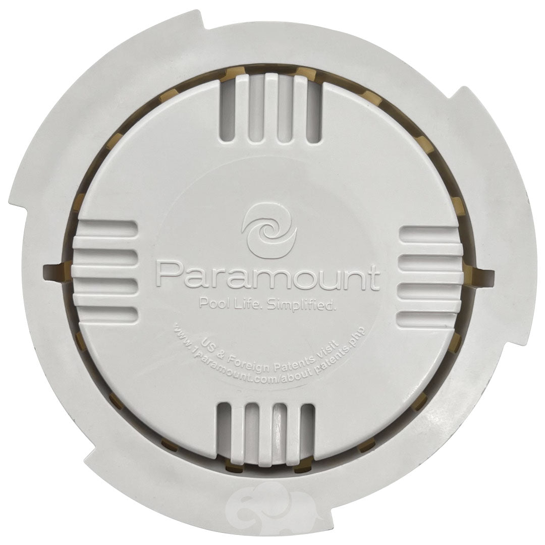 White Paramount Vanish single head kit cover with circular vented design and logo embossing