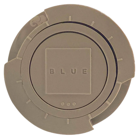 Beige Blue Square Q360 pop-up sprinkler head with nozzles, top view
