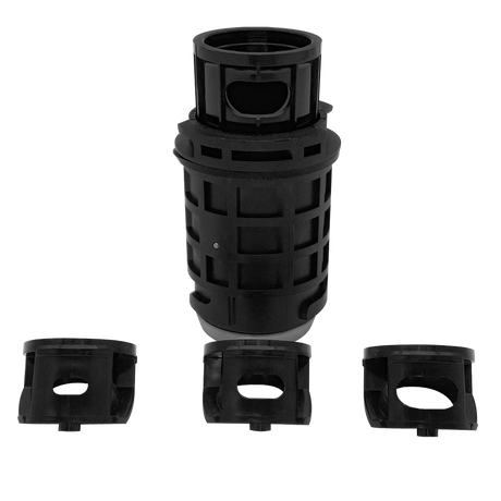 Black Blue Square Q360 pop-up sprinkler head with nozzles shown from multiple angles