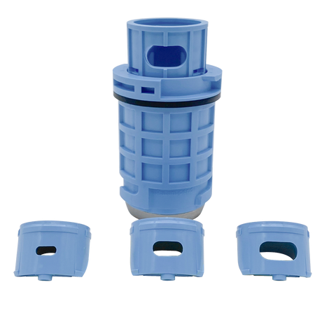 Blue square Q360 pop-up sprinkler head with nozzles sides displayed