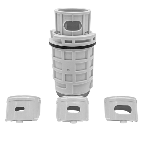 White Blue Square Q360 pop-up head with nozzles and three side views