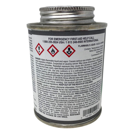 Weld-On P-70 Clear PVC Primer half-pint metal can with safety label