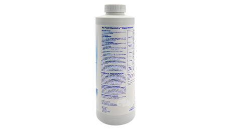 Algae Break 90 pool chemical in a 1-quart bottle with label details visible