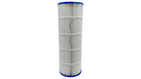 White pleated pool filter cartridge with blue end caps for Pentair CNC Plus 320 replacement, shown upright on a white background