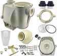 Swimables WhisperFlo-style pump wet end kit with housing, unions, basket, impeller, cover, gasket, and hardware components