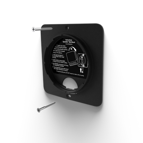 Jandy SpeedSet wall-mount pump controller back plate with mounting screws and installation instructions