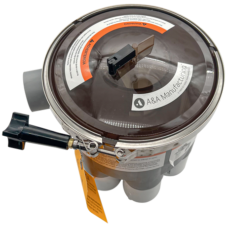 Low profile 2-inch 6-port actuator T-valve with clear lid and black handle for Pentair In-Floor system