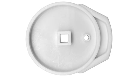 White plastic valve rebuild gear kit component with square drive opening and side port hole