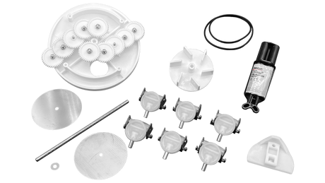 Pentair 6-port T-valve retrofit rebuild gear kit with gears, seals, shaft, and replacement components