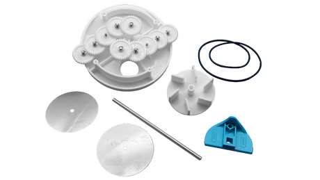 Pentair 2-inch low profile 6-port T-valve rebuild gear kit with gears, seals, discs, shaft, and housing parts