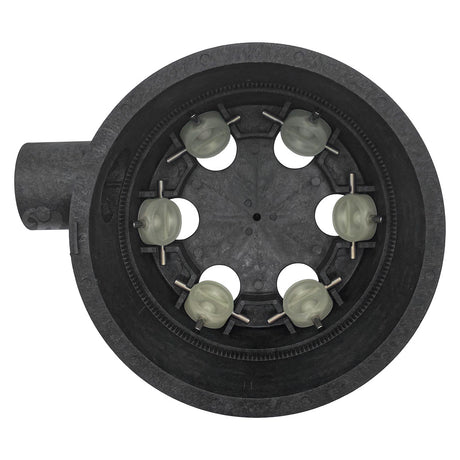 Pentair 1.5-inch low profile housing with six press-in T-valves, top view