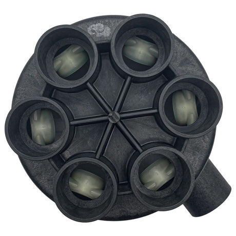 Pentair 1.5-inch low profile housing with six press-in T-valves on a black circular manifold