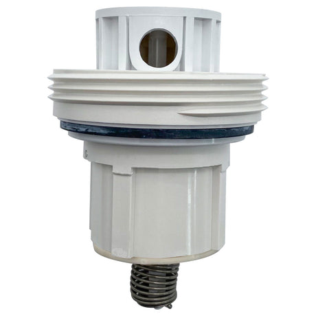 White Retro-Fit High Flow Pool Valet replacement pop-up head with spring base for in-floor pool cleaning system