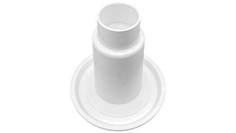 White Pentair Turbo Clean pool floor fitting with round flange and vertical pipe opening