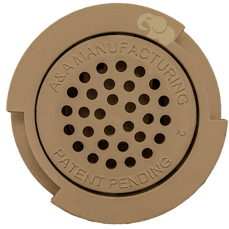 Gold Pentair G4V Venturi in-floor pop-up head with perforated center face and round housing