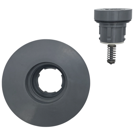 Gray Turbo Clean adapter for Pentair in-floor pool cleaning system, showing front and side views