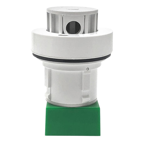 White high flow pop-up head for Pentair in-floor cleaning system with green base