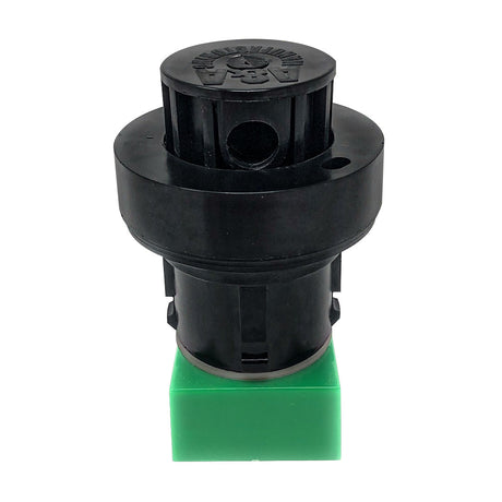 Black Pentair Style 1 high flow pop-up head with green base