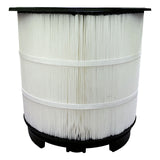 White pleated outer cartridge filter with black end caps for a Pentair Shasta pool filter.