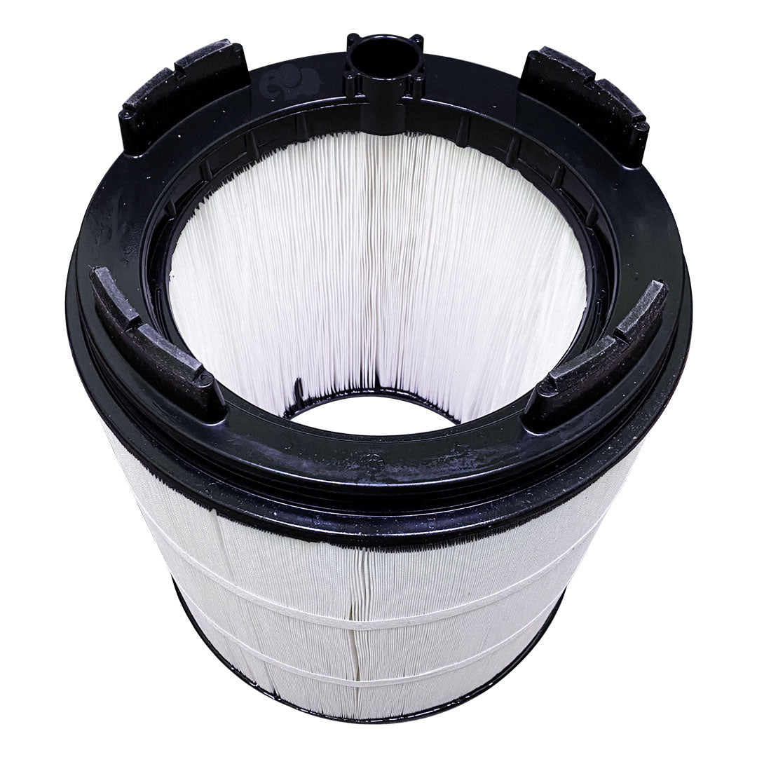 Pentair outer cartridge filter element with black plastic top and white pleated media