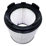 Pentair outer cartridge filter element with black plastic top and white pleated media