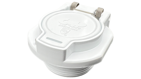 White Vac-Lock cover kit with hinged cap and threaded base insert