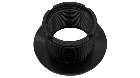 Black extended threaded pool fitting with wide flange