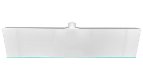 White rectangular waterfall spillway with top center back port and extended lip