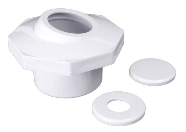 1.5" Slip White Wall Inlet Fitting with Snap-in Eyes - manufacturer product image