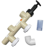 CMP cream slide valve with black handle and included plumbing adapters for Triton and FNS Nautilus filters