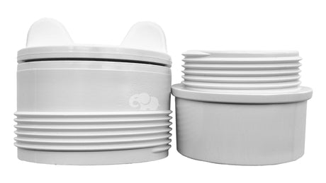 Pentair 1.5-inch MPT hydrostatic relief valve for in-floor pool systems, shown in white