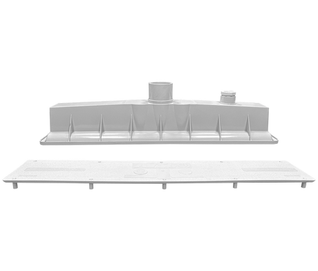 White Pentair AVSC single standard top channel drain assembly with cover plate and inlet ports
